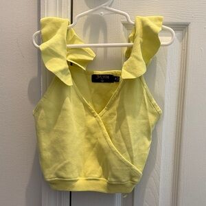 Balboa Yellow Ruffle Sleeve cropped Tank Top. Size medium